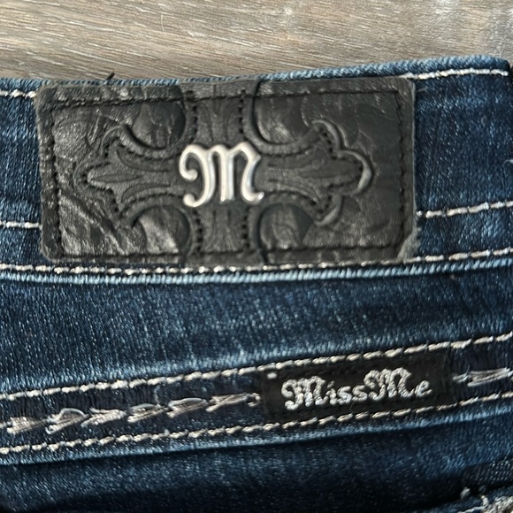 Women’s MISS ME Denim Bling Rhinestones Mid-Rise Bootcut Jeans, Size 26. - Picture 9 of 15